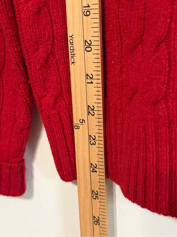 Ralph Lauren Cable Knit Wool Sweater Red Size Medium Women’s Relaxed Oversized - Image 8
