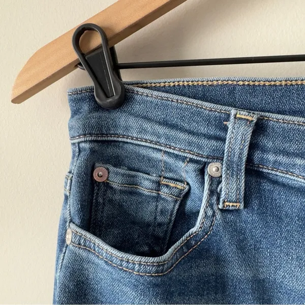 7 For All Mankind High Waist Slim Kick Jeans Dark Blue Wash Flare Jean denim EUC - Image 9