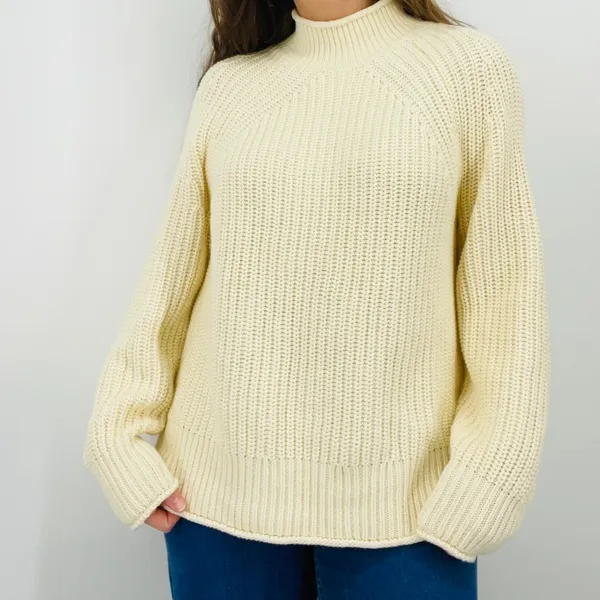 j. crew ivory chunky knit mockneck sweater size M - Image 7
