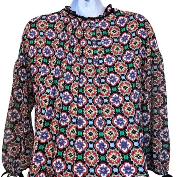 ALICE & OLIVIA Arnette Dress S Palace Tiles Drop Waist Tiered cottagecore - Image 9