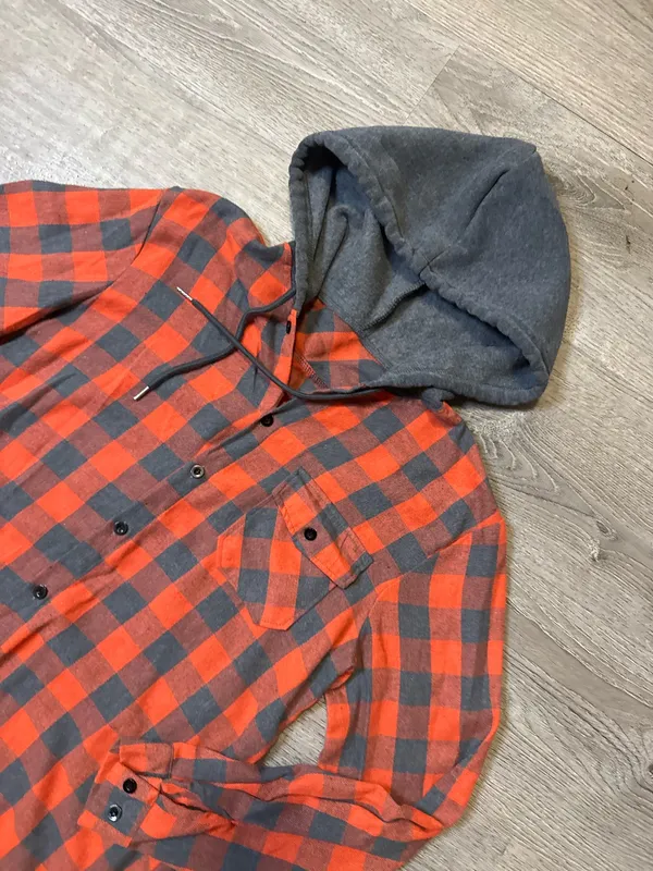 Plaid hooded long sleeve Orange Size M - Image 3
