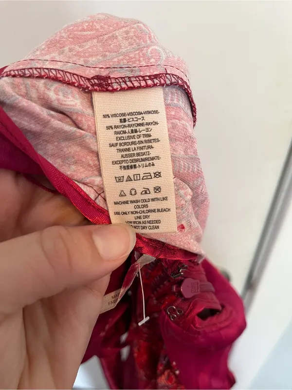 Free People Cabbage Rose Red pink Wide-Leg Wrap Jumpsuit size 0 paisley FLAWS - Image 12