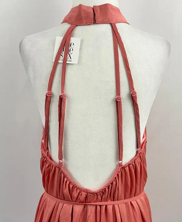 New One One Six Open Back High Neck Sleeveless Tiered Maxi Dress Clay Size Large - Image 13