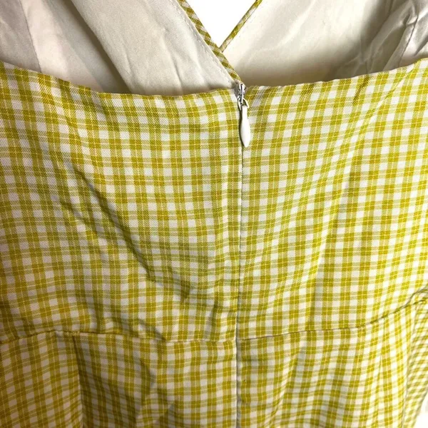 Wild Honey Women's L Ruffled Gingham‎ Plaid Mini Dress Yellow Preppy Coquette - Image 4