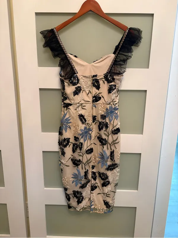 Lulus Show Stopper Cream Embroidered Sequin Bodycon Midi Dress in Size Small - Image 6