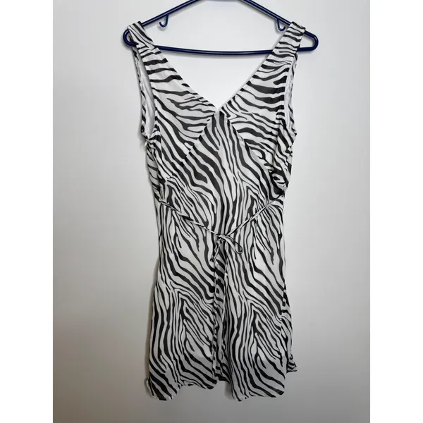 Princess Polly Nellie Mini Dress Womens 4 Zebra NWT Animal Print V-Neck Tie Back - Image 7