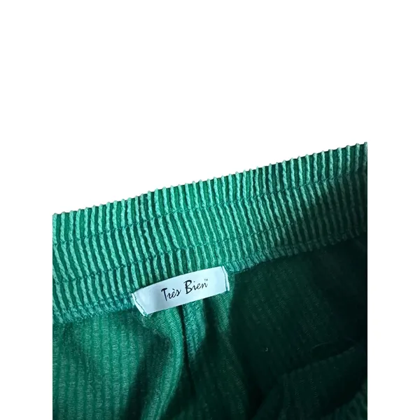 Tres Bien Green Ribbed Wide Leg Lounge Pants Medium Relaxed‎ Minimal Streetwear - Image 3