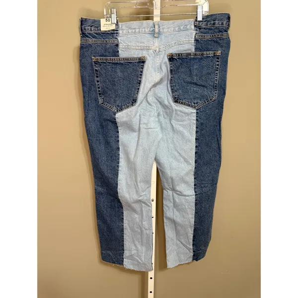 Mango MNG Denim 328 Two Tone High Waist Straight Jeans‎ NWT 18 Plus Y2K - Image 2
