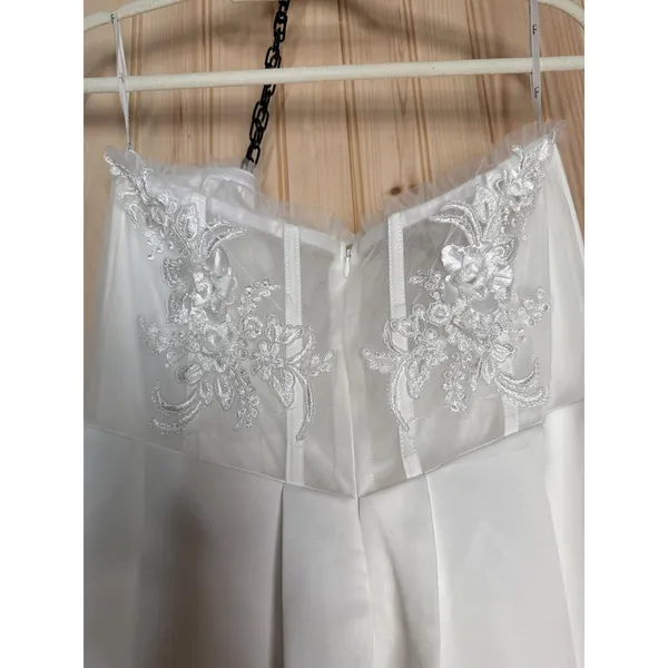Lulus Eternal Gratitude White Floral Embroidered Strapless Dress Wedding Large - Image 9