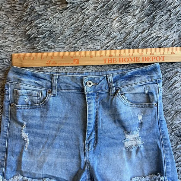 WAX JEAN, LOS ANGELES, Large BLUE DENIM CUT OFF SHORTS, JR'S WAIST - Image 5