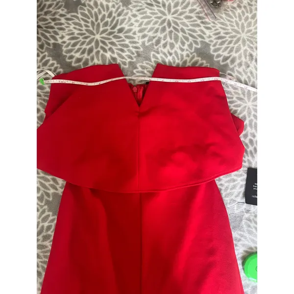 Lulu’s Red Strapless Wide‎ Leg Jumpsuit XS Classic Minimalist Chic Wedding Guest - Image 5