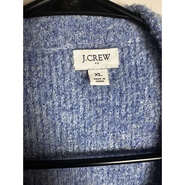 J.Crew Boucle Lady‎ Cardigan Sweater Light Heather Sky Blue Wool Alpaca BY051 XL - Image 3