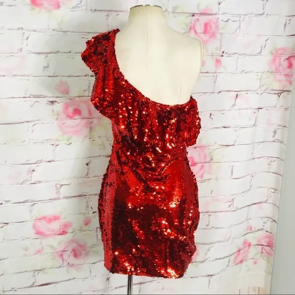 Leith red sequin mini cocktail party dress - Image 9