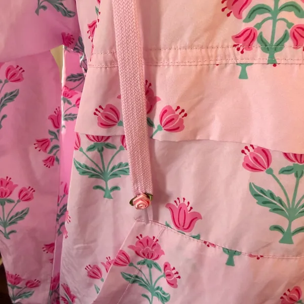 Main Strip NWT Pink Floral Half Zip Windbreaker Hoodie Pullover - Image 6