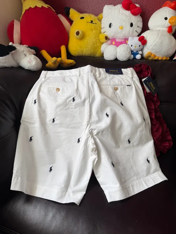 NWT Polo Ralph Lauren All Over Pony Classic Fit 9" White Blue Short SZ 33W/34W - Image 9
