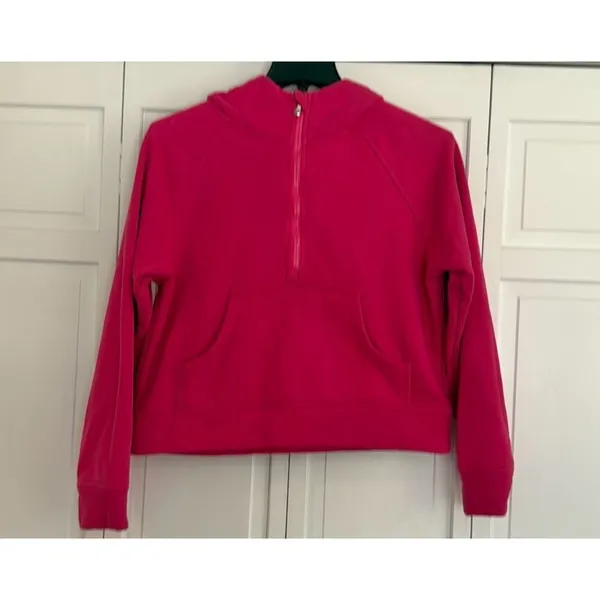 Anrabess quarter zip cropped hooded pullover hot pink M - Image 10
