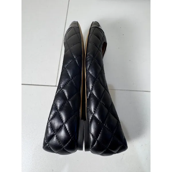 Ann Taylor Quilted Cap‎ Toe Ballet Flats Women 6.5M Black Leather Classic Preppy - Image 7