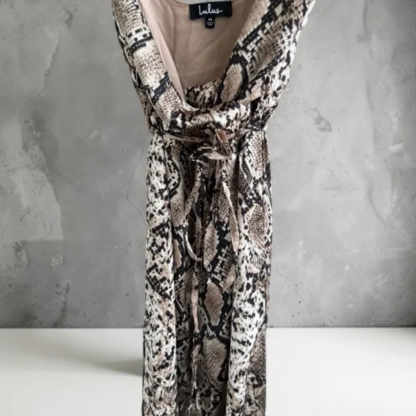 Lulus Jasper Beige Snake Print Surplice Jumpsuit - Image 6