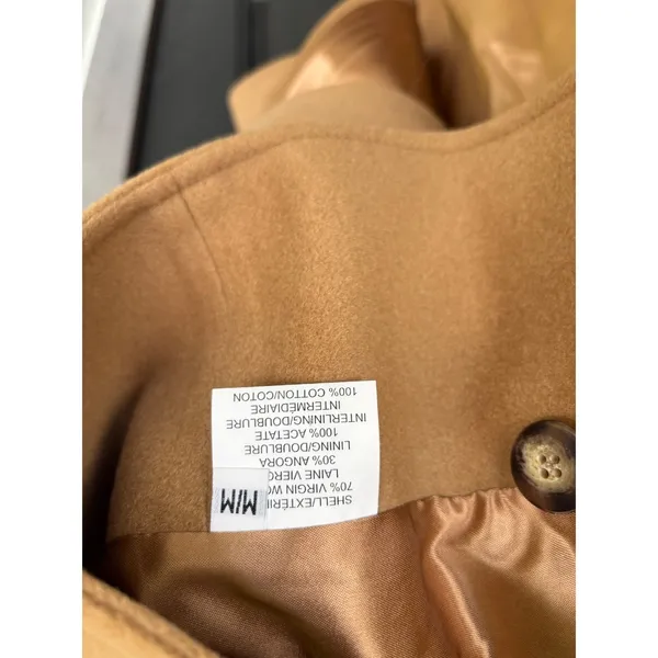 Miriam Joy Vintage Camel Italian Lambswool Angora Cape Coat Tan Women M - Image 14