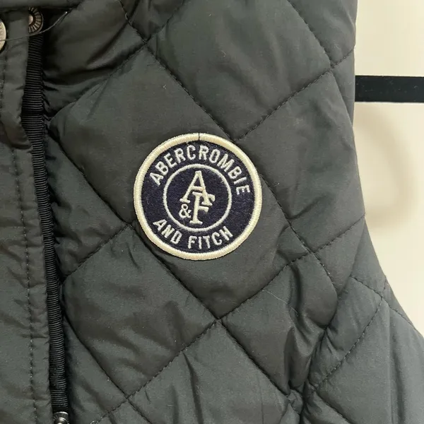 Abercrombie‎ & Fitch hooded puffer vest Y2K black fleece lined size small - Image 2