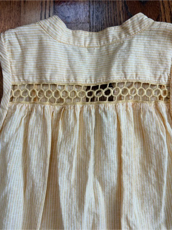 Free People Off Poplin Dress Saffron Combo Linen Blend Lace Up Mini Dress M - Image 8
