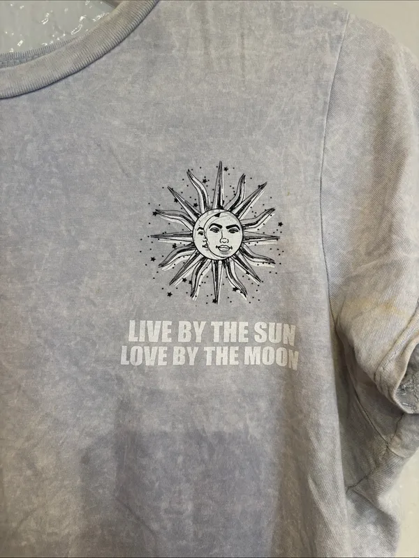 On Fire Stonewash Light Gray Sun & Moon Graphic Tee - Image 2