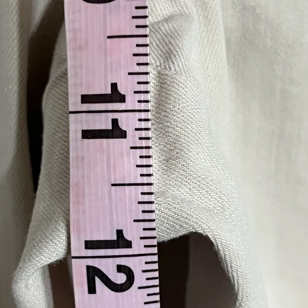 Loft Women's Cream Colored Khaki‎ Pants Size 12 Petite Straight Leg Raw Hem - Image 4