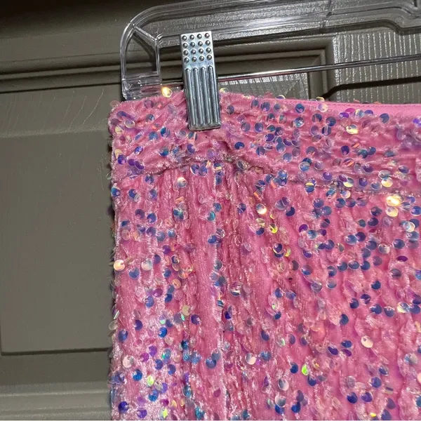 NWOT pink sequin glitter wide leg pants - Image 10