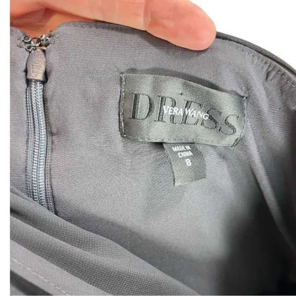 Vera Wang Charcoal Gray Ruched Bodice Chiffon Maxi Formal Dress Gown Size‎ 8 - Image 4