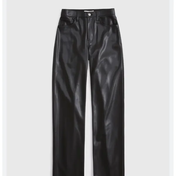 Abercrombie & Fitch Vegan Leather Ankle Straight Ultra High Rise Pants Black 26L - Image 2