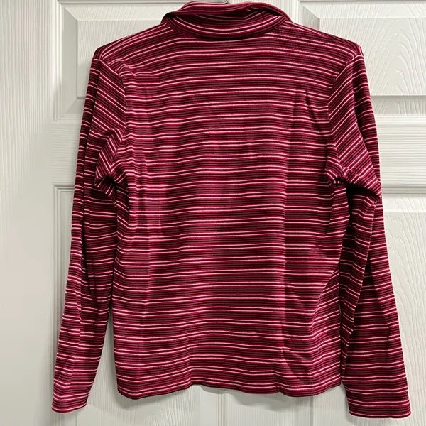 Liz Claiborne Striped Red, Black and White Sweater - Size Medium - GUC - Image 2
