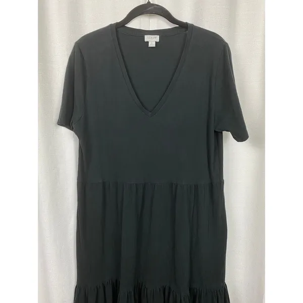 J.Crew Black Cotton Tiered Midi Dress Sz.L - Image 4