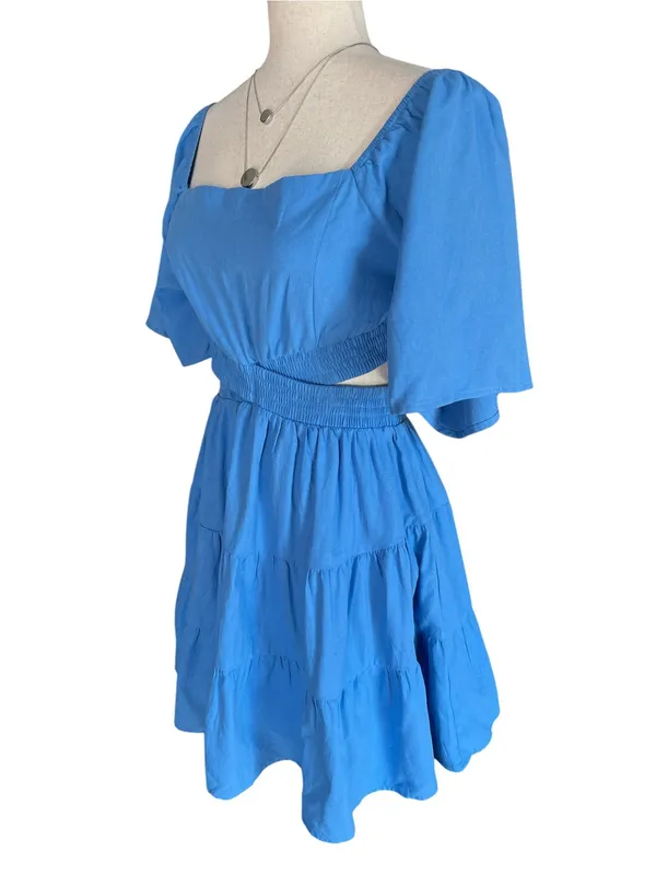 Shy Velvet Cutout Crossover Elastic Waist Casual Party A-Line Mini Dress - Image 11