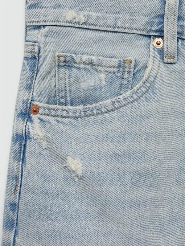 Mango Denim Miniskirt with Frayed Hem Mini Skirt NWT Elena Light Blue XS - Image 4