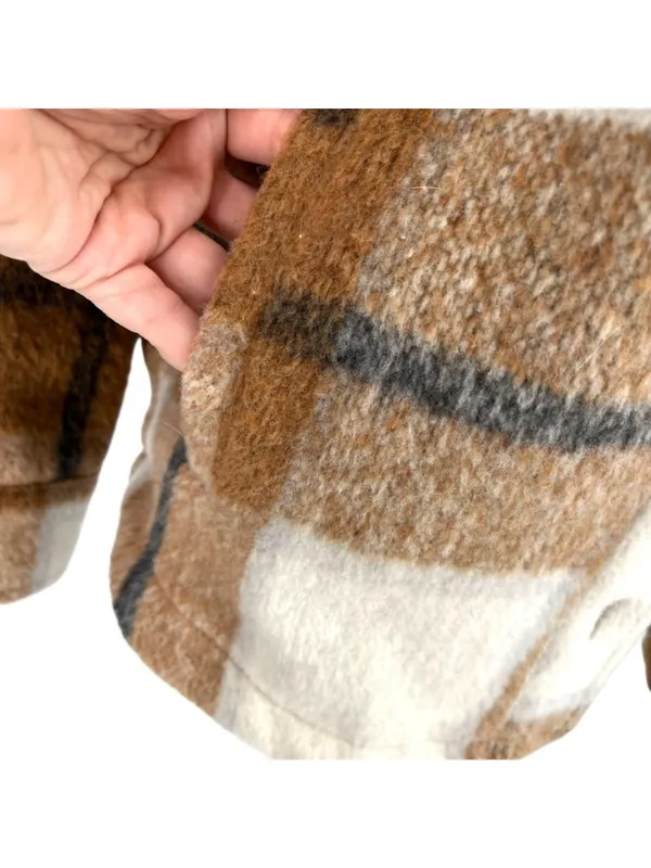 Avec Les Filles Plaid Shacket Jacket Button-Up Brown Cream Size Small Cabincore - Image 7