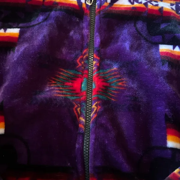 Aztec plush blanket zip up jacket purple SW print Size L/XL - Image 11