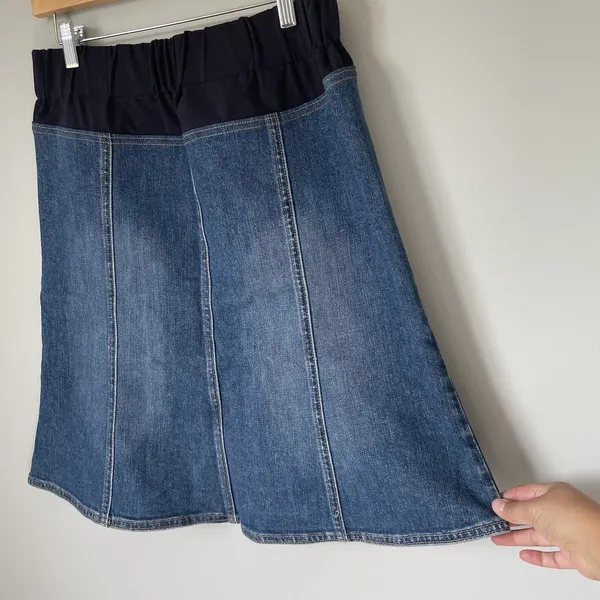 GAP Maternity Vtg. Denim Skirt Knee Length Cotton Blue Cottagecore Size XXS - Image 3