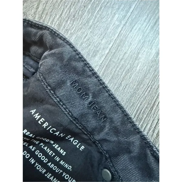 American Eagle Destroyed Mom Jeans High Rise Black Grunge 6 - Image 4