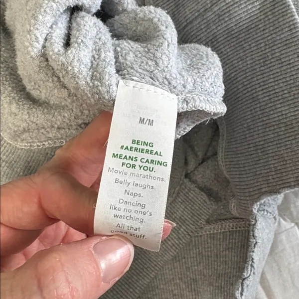 AERIE the chill cozy crew sweatshirt distressed gray comfy‎ lounge size medium - Image 5