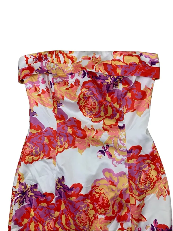 RNWY Jade Acadia Floral Strapless Midi Dress XS Pink Orange Y2K Party Cocktail - Image 3