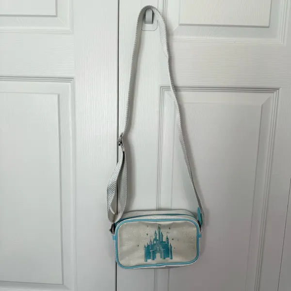 Disney Parks Iridescent Light Blue and White Cinderella Castle Crossbody Bag - Image 3
