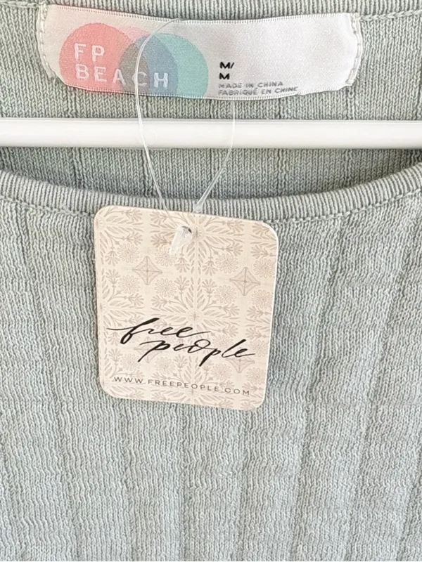 NWT Free People Beach Quilted Cropped Sweater Top Size Medium - Image 2