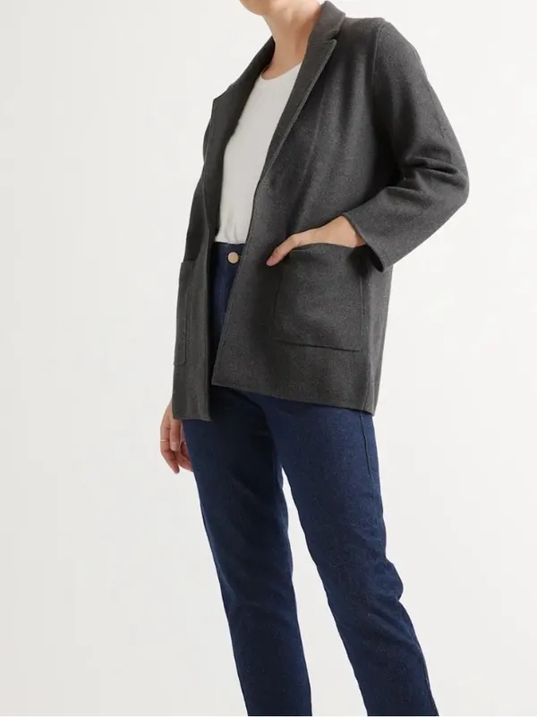 Quince Large 100% Organic Cotton Knit Blazer Grey Capsule Classic XL Minimalist - Image 2