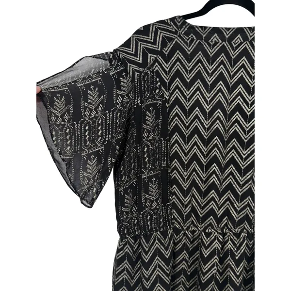 Free People Love Your Chaos Mini Tunic Dress Black Metallic Size Medium Boho - Image 12