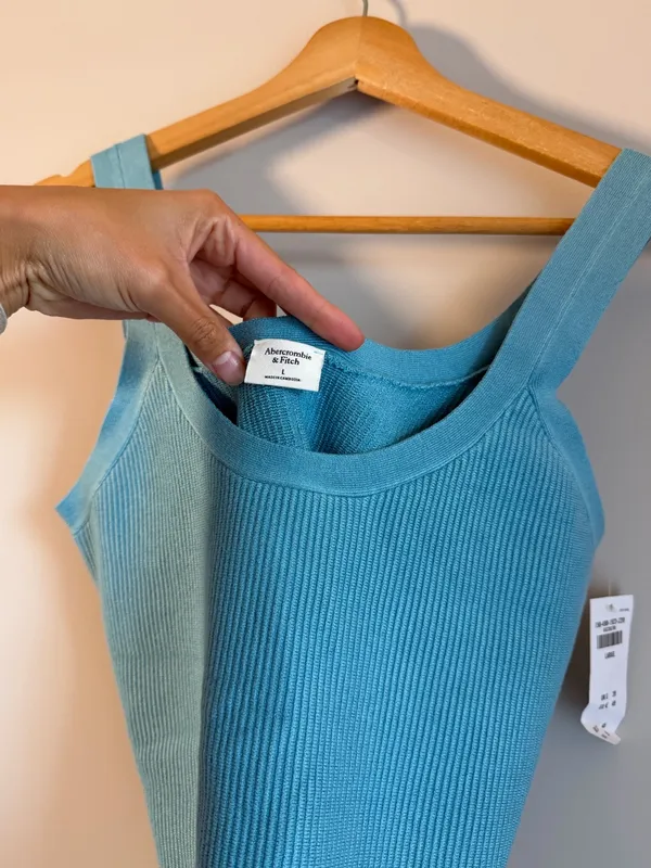 Abercrombie & Fitch Sky Blue Ribbed Tank Top - Image 2