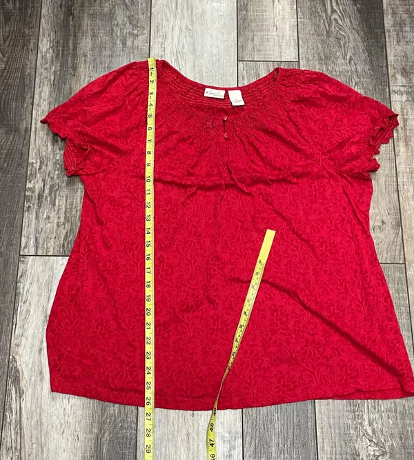 Kim Roger’s Short Sleeve Floral Print Top Blouse Red Size XL - Image 11