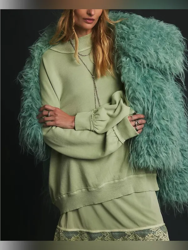 NWOT Free People We The Free Palm Springs Pullover - soft moss green - XS - Image 4