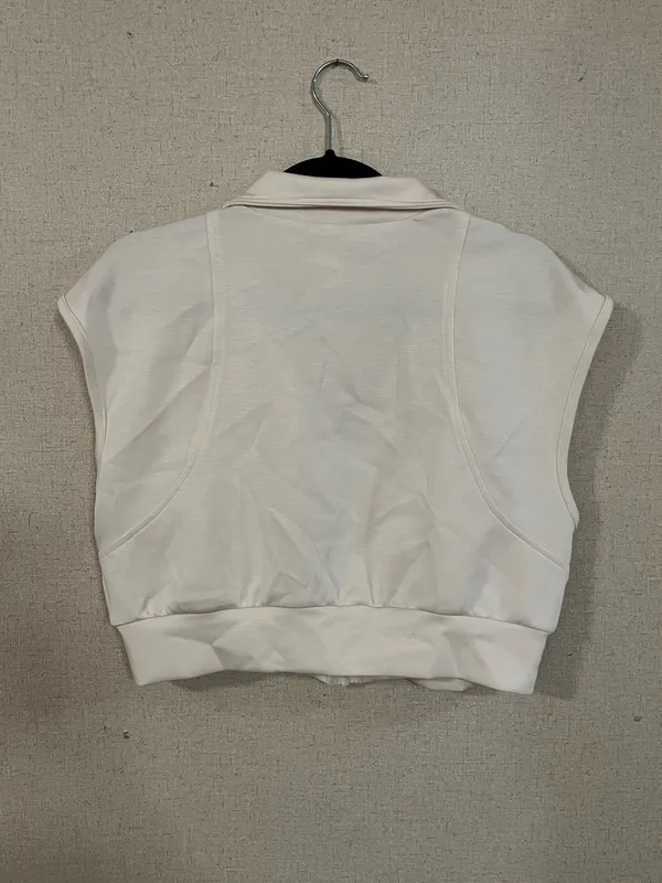 Cream white cropped zip up vest - Image 2