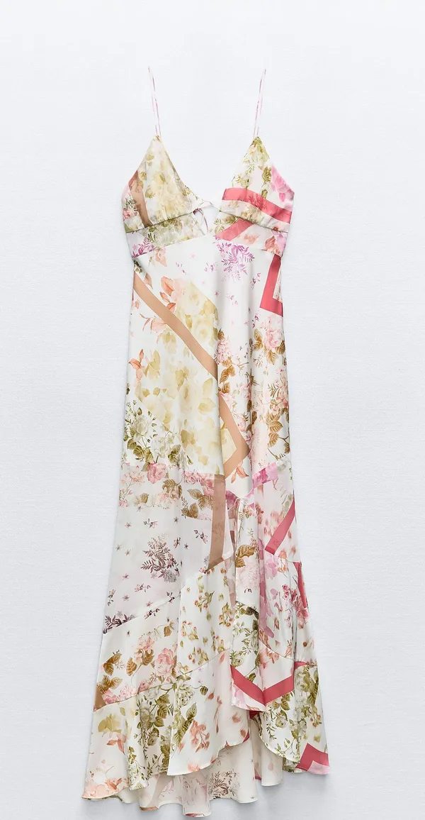 ZARA dress midi floral boho summer casual split satin wedding - Image 7