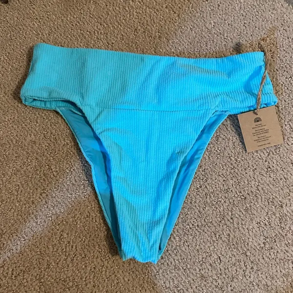 NWT Toast x Free People banded bikini bottoms turquoise - Image 2